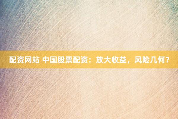配资网站 中国股票配资：放大收益，风险几何？