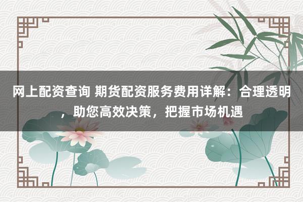网上配资查询 期货配资服务费用详解：合理透明，助您高效决策，把握市场机遇