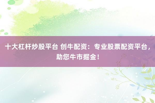 十大杠杆炒股平台 创牛配资：专业股票配资平台，助您牛市掘金！
