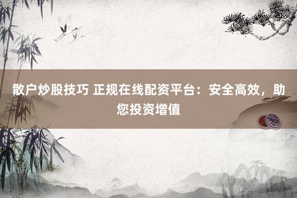 散户炒股技巧 正规在线配资平台：安全高效，助您投资增值