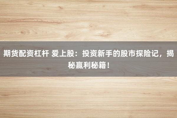 期货配资杠杆 爱上股：投资新手的股市探险记，揭秘赢利秘籍！