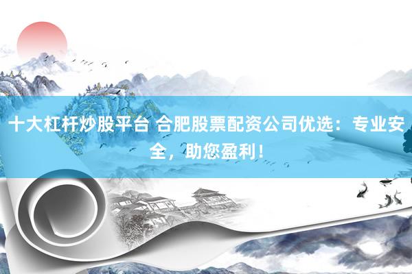十大杠杆炒股平台 合肥股票配资公司优选：专业安全，助您盈利！