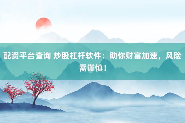 配资平台查询 炒股杠杆软件：助你财富加速，风险需谨慎！