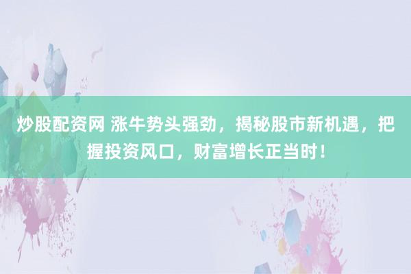 炒股配资网 涨牛势头强劲,揭秘股市新机遇,把握投资风口,财富增长正当时!