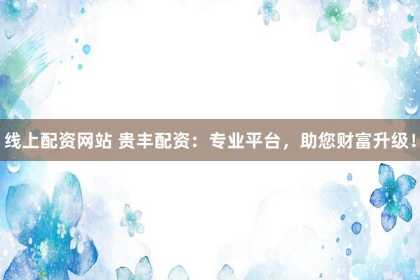 线上配资网站 贵丰配资:专业平台,助您财富升级!