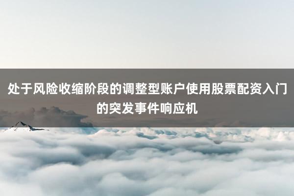 处于风险收缩阶段的调整型账户使用股票配资入门的突发事件响应机